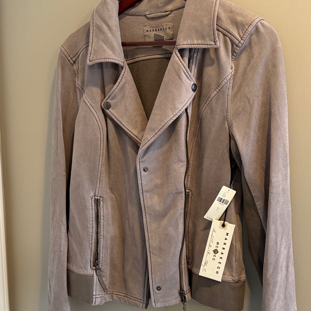 Grayish Women's Taupe soft suede feeling  Jacket size large NWT